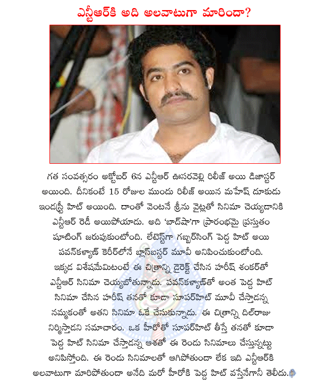 ntr latest movie badshah,badshah shooting in progress,badshah director srinu vytla,ntr next movie with harish shankar,gabbar singh director harish shankar,ntr and harish shankar combo movie producing dil raju  ntr latest movie badshah, badshah shooting in progress, badshah director srinu vytla, ntr next movie with harish shankar, gabbar singh director harish shankar, ntr and harish shankar combo movie producing dil raju